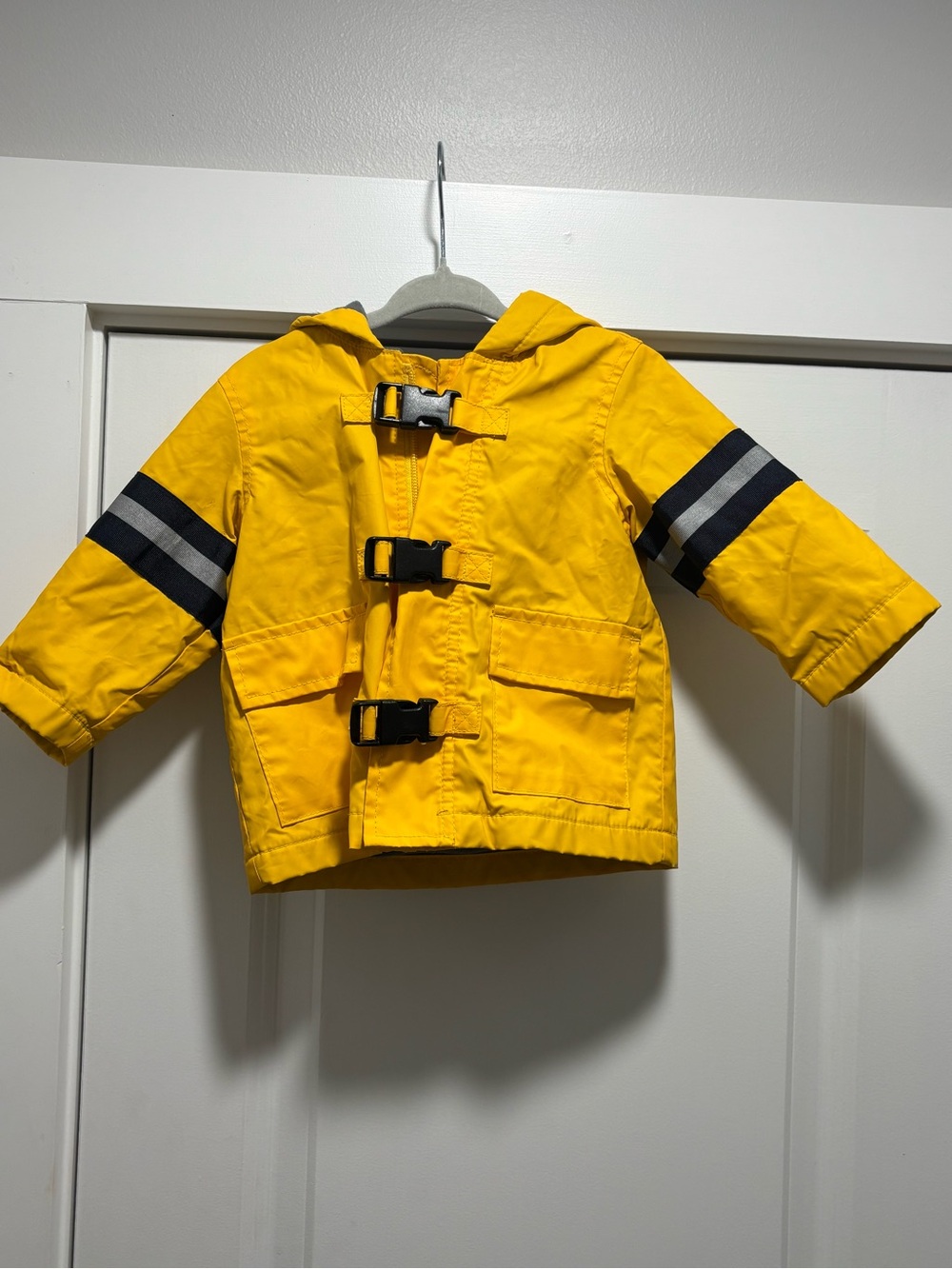 Old Navy Yellow Kids Hooded Raincoat with Navy Stripe